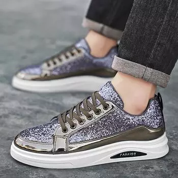 Мужские золотые спортивные туфли, повседневные серебряные кроссовки в уличном стиле для бега, студенческие, большие черные туфли для скейтбординга EU: 39 золотой