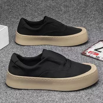 Мужские зонтичные парусиновые туфли ленивые туфли подростковая мода британская дышащая повседневная обувь для сноуборда 39 чёрный