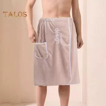 Мужское банное полотенце с карманом из кораллового флиса, быстро впитывающее, регулируемое по талии, застежка на пуговицы, полотенце-обертка, юбка, полотенца для сауны, мужской халат для спортзала, спа, пляжа хаки
