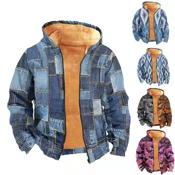 Мужское бархатное пальто с длинным рукавом и карманом Fashion Plus M тёмно-синий