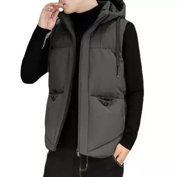 Мужское большое свободное пальто осень-зима корейский жилет хлопок теплый жилет XL чёрный