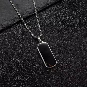 Мужское черное геометрическое прямоугольное ожерелье с подвеской - нержавеющая сталь, европейский и американский стиль K-316
