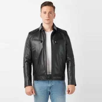 Мужское черное пальто Carlo из натуральной кожи