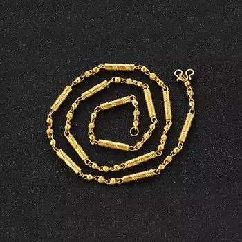 Мужское цилиндрическое золотое ожерелье, Властное вьетнамское ожерелье из песочного золота, Позолоченное ожерелье-имитация в подарок 4mm золотой