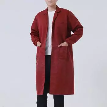 Мужское длинное пальто без катышков с длинными рукавами, сплошной цвет, свободные однобортные карманы, утолщенные пыленепроницаемые M темно-синий