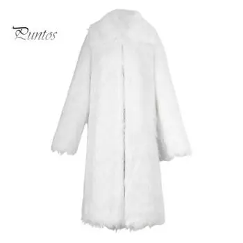 Мужское длинное пальто из искусственного меха с отворотом и длинным рукавом, ветрозащитное пальто с открытым передом, утолщенное теплое пальто из искусственного меха L хаки