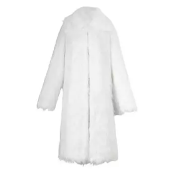 Мужское длинное пальто из искусственного меха с отворотом и длинным рукавом, ветрозащитное пальто с открытым передом, утолщенное теплое пальто из искусственного меха L хаки