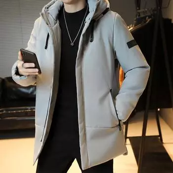Мужское длинное зимнее пальто с хлопковой подкладкой, новое молодежное толстое пальто выше колена, тренд, большой размер, теплая мужская одежда с хлопковой подкладкой M