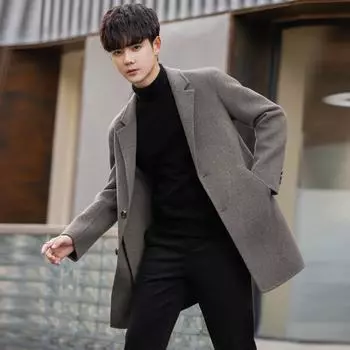 Мужское двухстороннее кашемировое пальто средней длины и длины, осенне-зимний утолщенный шерстяной тренчкот, куртка Nizi S