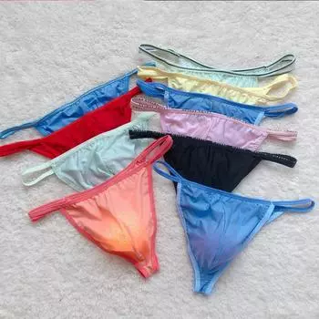 Мужское дышащее тонкое нижнее белье, стринги, сексуальное удобное однотонное нижнее белье с низкой талией M