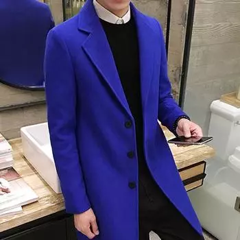 Мужское формальное однобортное пальто с рисунком, длинная шерстяная куртка, верхняя одежда плюс L