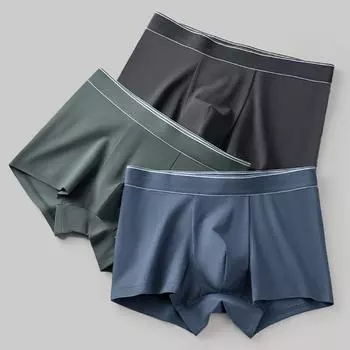 Мужское хлопковое нижнее белье со средней талией, однотонное, бесшовное, ультратонкое, из ледяного шелка, мужские трусы, нижнее белье, шорты-боксеры 4XL синий