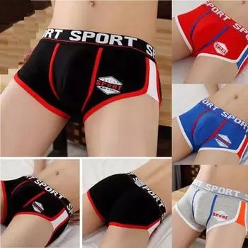 Мужское хлопковое нижнее белье, впитывающее пот, U-образные боксеры, свободное нижнее белье, дышащие хлопковые трусы L чёрный