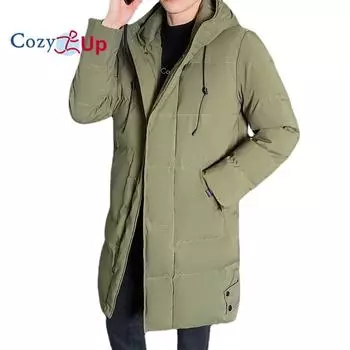 Мужское хлопковое пальто Cosy Up средней длины, тонкое и толстое теплое пальто с капюшоном M чёрный