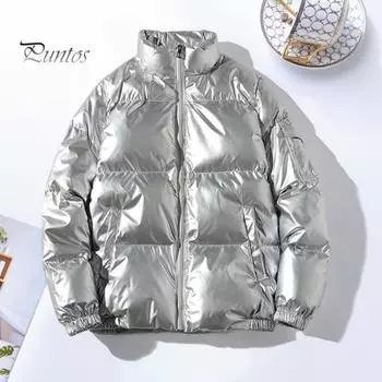 Мужское хлопковое пальто с эластичными манжетами и воротником-стойкой, с длинным рукавом, однотонное стеганое пальто с карманами, однотонная блестящая хлопковая верхняя одежда M темно-синий