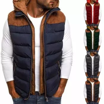 Мужское хлопковое пальто с цветными блоками европейского размера, хлопковое пальто большого размера, жилет с капюшоном, мужской S-5XL 5XL чёрный