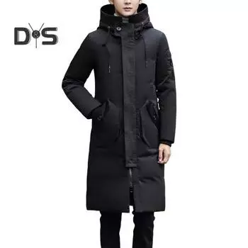 Мужское хлопковое пальто с капюшоном, длинным рукавом, однотонная стеганая куртка с множеством карманов, утолщенная теплая ветрозащитная зимняя верхняя одежда M чёрный