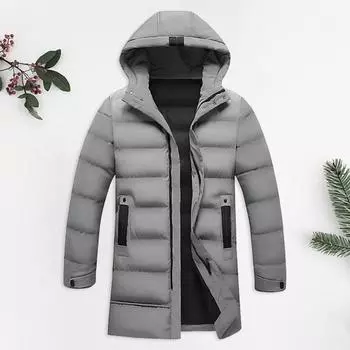 Мужское хлопковое пальто с капюшоном, длинными рукавами, карманами, длинный пуховик, застежка-молния, однотонные карманы, утолщенная повседневная верхняя одежда M армия зеленый