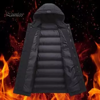 Мужское хлопковое пальто с капюшоном, длинными рукавами, карманами, длинный пуховик, застежка-молния, однотонные карманы, утолщенная повседневная верхняя одежда XL армия зеленый