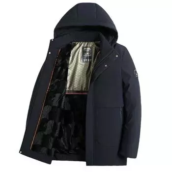 Мужское хлопковое пальто с капюшоном для людей среднего и пожилого возраста, модная повседневная мужская куртка из утолщенного бархата из хлопка, зимнее теплое пальто из хлопка, куртка L