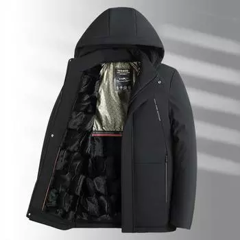 Мужское хлопковое пальто с капюшоном для людей среднего и пожилого возраста, модная повседневная мужская куртка из утолщенного бархата из хлопка, зимнее теплое пальто из хлопка, куртка L