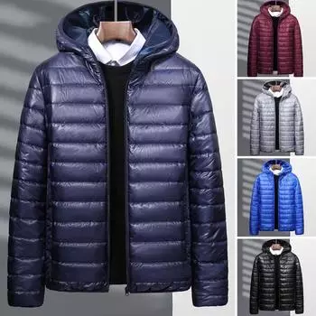 Мужское хлопковое пальто с капюшоном и длинным рукавом, однотонная термокуртка с застежкой-молнией, стеганая куртка с хлопковым наполнителем M вино красного