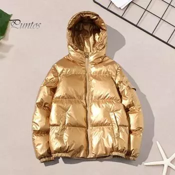 Мужское хлопковое пальто с капюшоном и длинным рукавом, стеганая куртка с глянцевой поверхностью и карманами, свободный крой, утолщенная теплая короткая верхняя одежда L серебряный