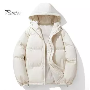 Мужское хлопковое пальто с капюшоном и длинным рукавом, застежка-молния, зимняя стеганая куртка, однотонное утолщенное теплое пуховое пальто L хаки