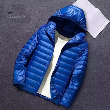 Мужское хлопковое пальто с капюшоном, однотонная стеганая куртка с длинным рукавом, однотонная застежка-молния, легкая стеганая верхняя одежда M королевский синий