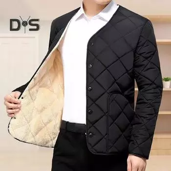 Мужское хлопковое пальто с круглым вырезом и длинным рукавом, ромбовидной строчкой, планкой на пуговицах, однотонное однобортное пальто с подкладкой из толстого бархата, верхняя одежда L темно-синий