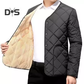 Мужское хлопковое пальто с круглым вырезом и длинным рукавом, ромбовидной строчкой, планкой на пуговицах, однотонное однобортное пальто с подкладкой из толстого бархата, верхняя одежда L темно-синий