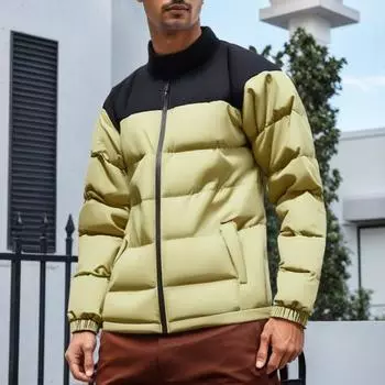 Мужское хлопковое пальто с воротником-стойкой, длинным рукавом, завязывающимся на шнурок подолом, утолщенное пальто, ветрозащитное, с карманами для термофиксации, застежкой-молнией, верхняя одежда M чёрный