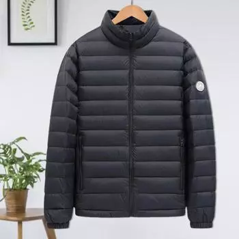 Мужское хлопковое пальто с воротником-стойкой, длинный рукав, однотонная стеганая куртка M темно-синий