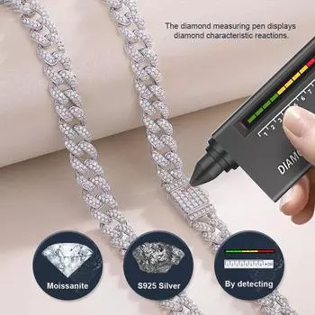 Мужское и женское ожерелье из серебра 925 пробы с колотым льдом в стиле хип-хоп с муассанитовой цепочкой на ключицу width 10mm