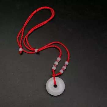 Мужское и женское ожерелье с пряжкой, 10 шт., ожерелье из красной веревки, имитация нефрита, ожерелье с восемью бусинами 2.5*1cm белый