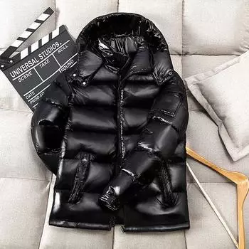 Мужское и женское пальто из белого утиного пуха, с капюшоном, утепленное, теплое и морозостойкое, размерное пальто XS чёрный