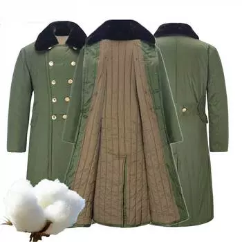 Мужское и женское пальто одного размера, зимнее длинное хлопковое пальто, морозостойкое армейское пальто one size зелёный