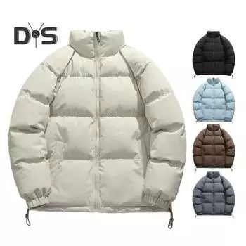 Мужское и женское утолщенное хлопковое пальто с воротником-стойкой, длинным рукавом, однотонное стеганое пальто на молнии с боковыми карманами, свободный крой, верхняя одежда M абрикосовый