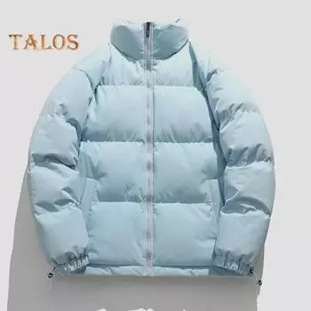 Мужское и женское утолщенное хлопковое пальто с воротником-стойкой, длинным рукавом, однотонное стеганое пальто на молнии с боковыми карманами, свободный крой, верхняя одежда L темно-серого