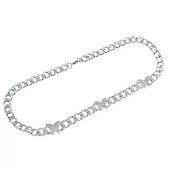 Мужское индивидуальное лоскутное ожерелье с бриллиантовой бабочкой и кубинской цепочкой, крутое хипстерское колье, цепочка на ключицу