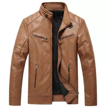 Мужское кашемировое пальто, повседневная куртка из искусственной кожи с воротником-стойкой L жёлтый