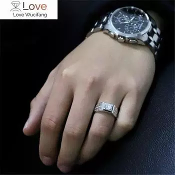 Мужское классическое ретро-кольцо с резной инкрустацией из квадратного циркония AAA Open Style, модные ювелирные изделия (Размер :регулируемый )Р0267 Resizable