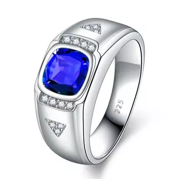 Мужское кольцо Caibao с изумрудом и сапфиром 10