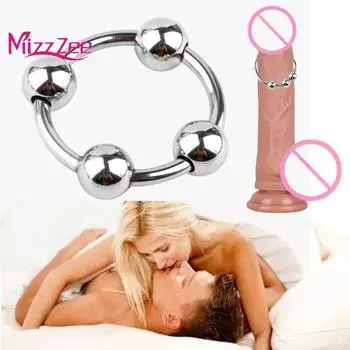 Мужское кольцо для мастурбации, мужское кольцо из нержавеющей стали с четырьмя бусинами, кольцо для головки пениса, замок для пениса, мошонка 3