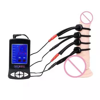 Мужское кольцо для пениса для мастурбации, проводящее волокно, электростимуляция, силиконовая обработка, электрошок, кольцо на член, медицинские секс-игрушки для мужчин