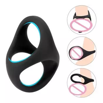 Мужское кольцо для задержки эякуляции, сексуальное двойное кольцо, мужской мастурбатор, мягкие силиконовые секс-игрушки для мужчин, кольцо для пениса