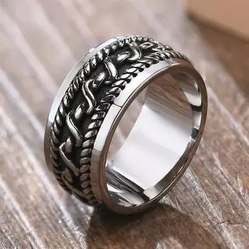 Мужское кольцо Ikuinen 9 мм, винтажное кольцо на палец для мальчиков из нержавеющей стали, стильное кольцо с текстурой витой линии 7