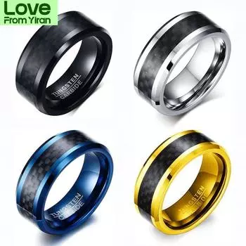 Мужское кольцо из карбида вольфрама с инкрустацией из карбона, обручальное кольцо на годовщину для мужчин, унисекс, подарок на вечеринку, модные ювелирные изделия 10 синий