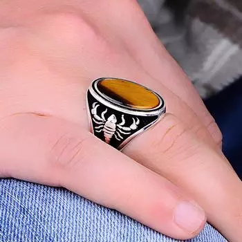 Мужское кольцо из натурального тигрового глаза, мужское кольцо из стерлингового серебра 925 пробы, мужские кольца, турецкое серебряное кольцо ручной работы