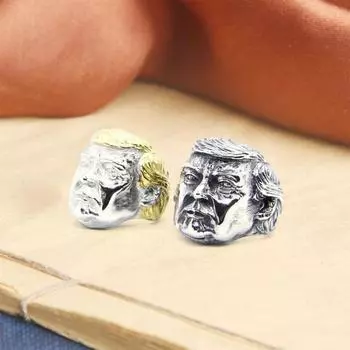Мужское кольцо из нержавеющей сплава 3D Президент Трамп лицо гальваническое цветное гладкое украшение на палец ювелирные изделия для рук кольцо на сустав US 9 серебряный